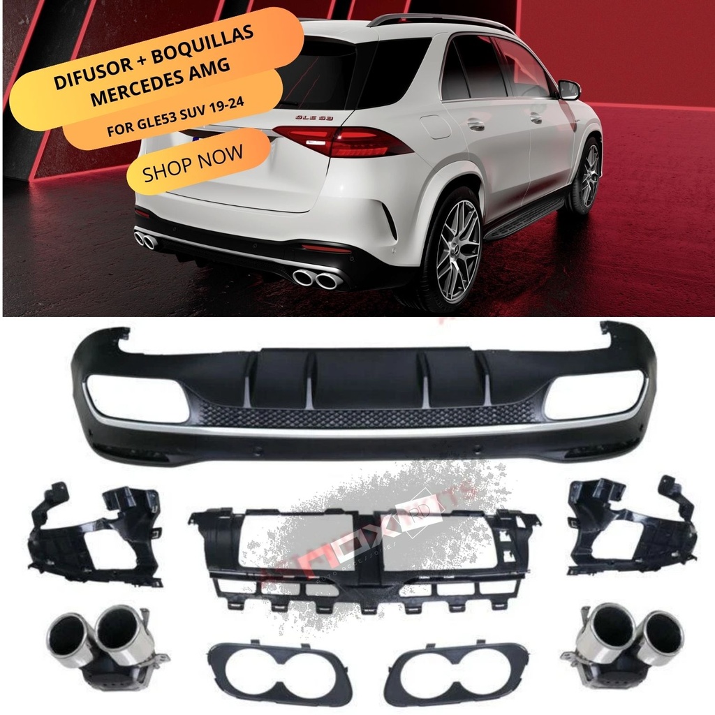 DIFUSOR + BOQUILLAS MERCEDES GLE53 SUV 19-24 (CROMADO)