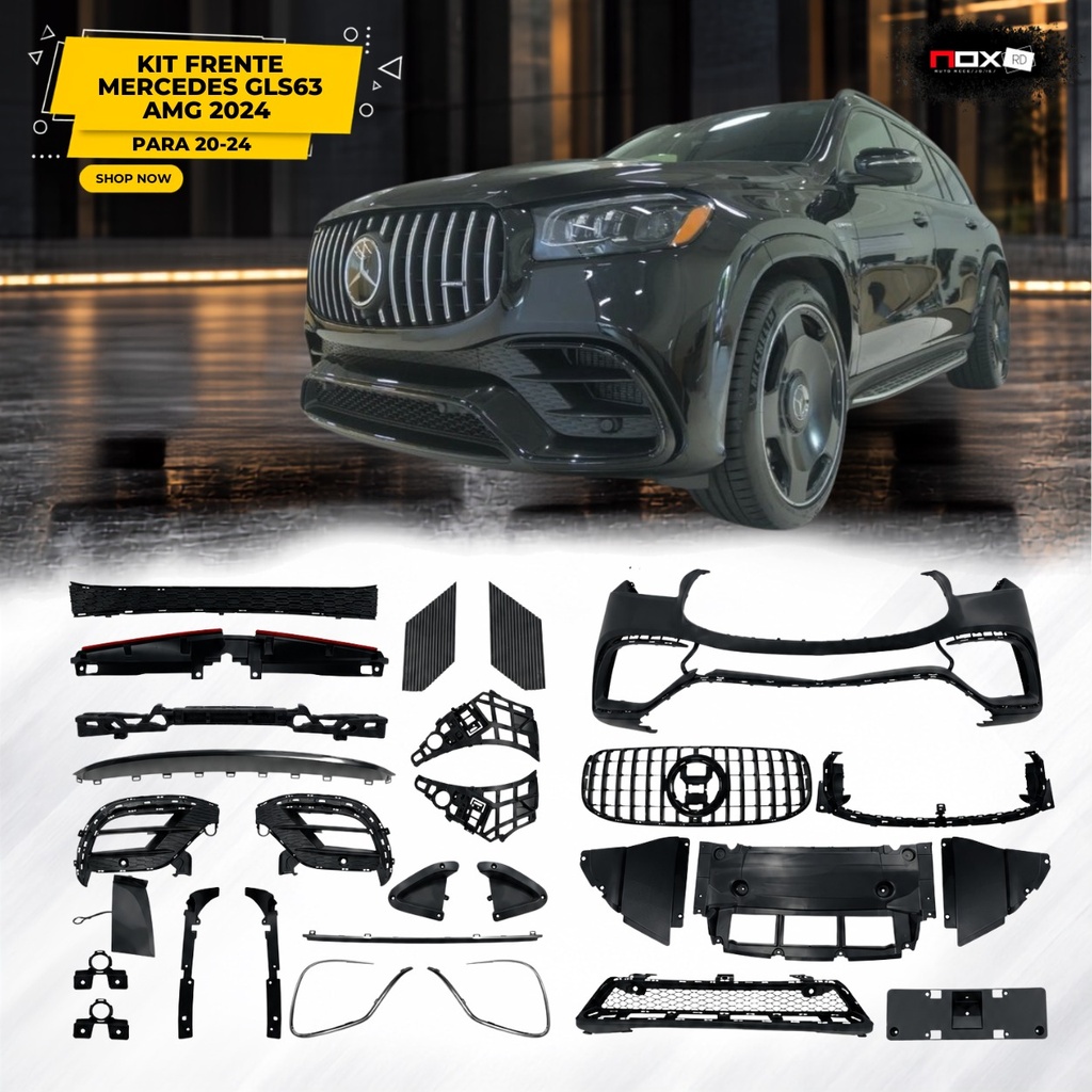 KIT FRENTE MERCEDES GLS63 AMG 2024 PARA GLS 20-24 NEGRO