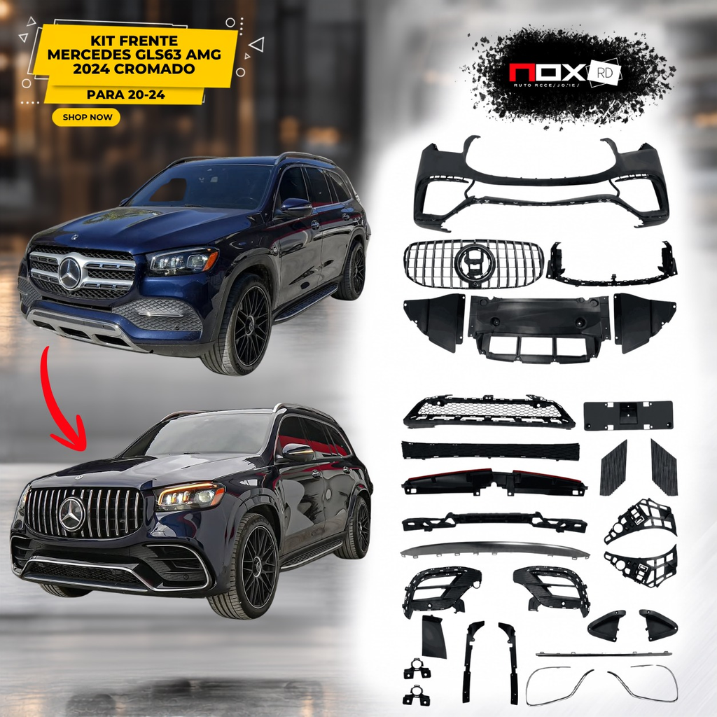 KIT FRENTE MERCEDES GLS63 AMG 2024 PARA 20-24 CROMADO